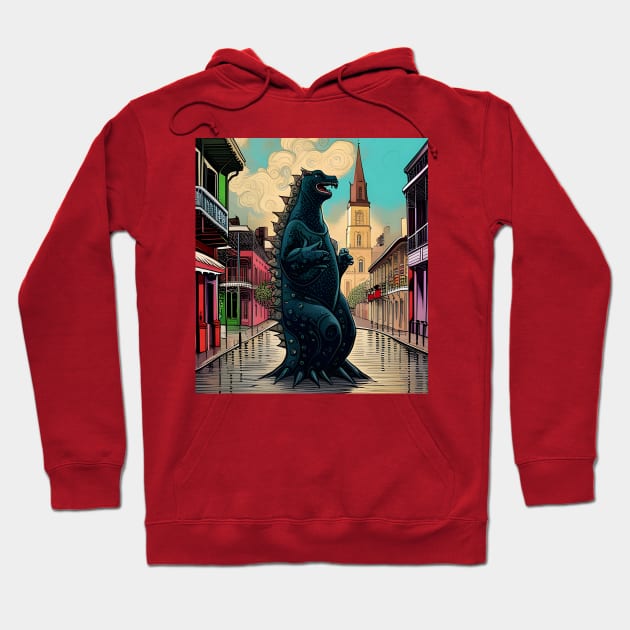 Godzilla in New Orleans Hoodie by RoxanneG